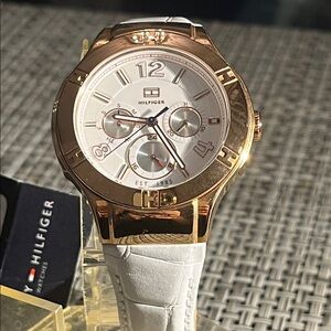 Tommy Hilfiger Gold-Tone and White Watch